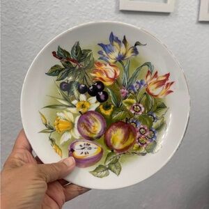A Vintage Floral and Fruit Decorative Plate